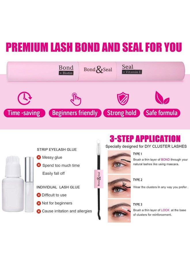 Diy Lash Extension Kit Clusters Eyelash Extension Kit Cluster Lashes With Waterproof Lash Bond And Seal Glue And Individual Eyelash Tweezers Diy At Home User Manual For Beginners (72Pcsd 8 16Mm))