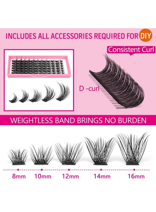 Diy Lash Extension Kit Clusters Eyelash Extension Kit Cluster Lashes With Waterproof Lash Bond And Seal Glue And Individual Eyelash Tweezers Diy At Home User Manual For Beginners (72Pcsd 8 16Mm))