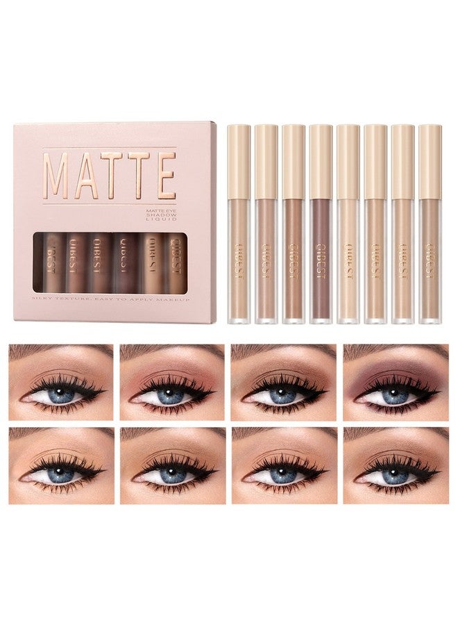 Matte Liquid Eyeshadow 8 Colors Neutral Naked Smooth Creamy Eyeshadow Set Lightweight High Pigmented And Waterproof Long Lasting Matte Eyeshadow (Set 4 Matte Nude)