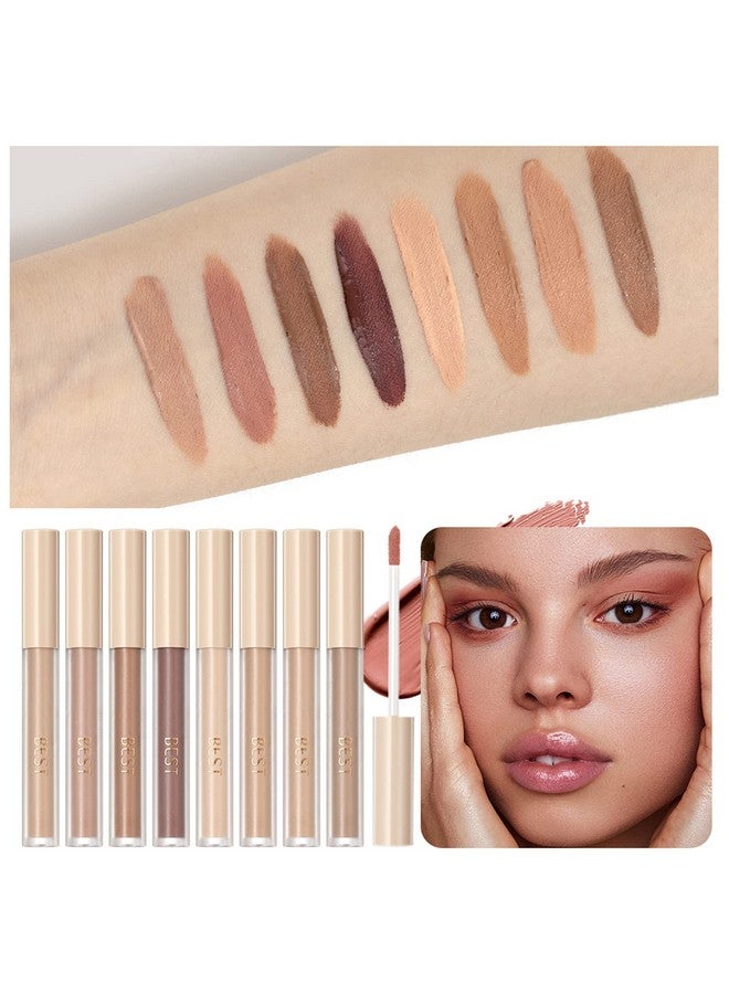 Matte Liquid Eyeshadow 8 Colors Neutral Naked Smooth Creamy Eyeshadow Set Lightweight High Pigmented And Waterproof Long Lasting Matte Eyeshadow (Set 4 Matte Nude)