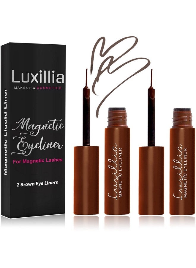 Brown Magnetic Eyeliner For Magnetic Eyelashes Upgraded Strongest Hold Most Natural Look Waterproof Smudge Proof Liquid Liner (Pack Of 2)