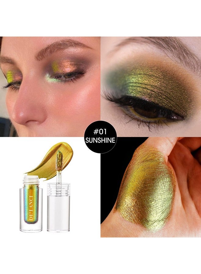 Liquid Duochrome Eyeshadow Chameleon Glitter Liquid Eye Shadow Metallic Gold Shimmerlong Lasting High Pigment Waterproofquick Drying Sparkling Shiny Eye Makeup For Beginners1