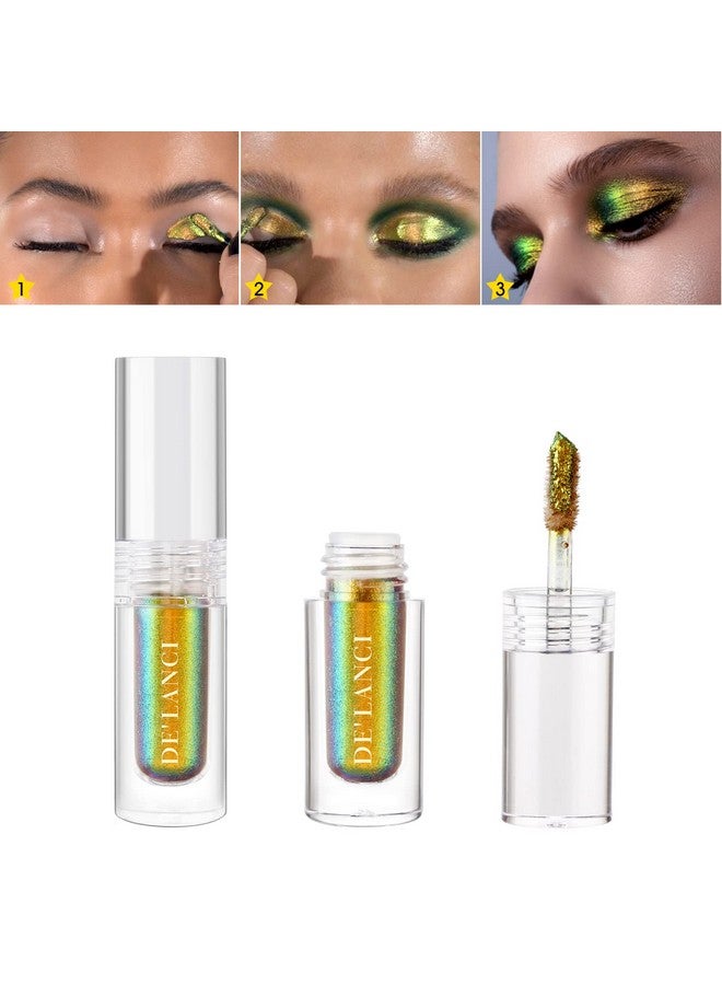 Liquid Duochrome Eyeshadow Chameleon Glitter Liquid Eye Shadow Metallic Gold Shimmerlong Lasting High Pigment Waterproofquick Drying Sparkling Shiny Eye Makeup For Beginners1