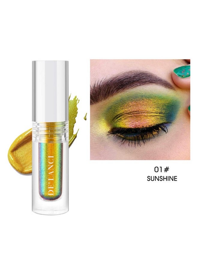 Liquid Duochrome Eyeshadow Chameleon Glitter Liquid Eye Shadow Metallic Gold Shimmerlong Lasting High Pigment Waterproofquick Drying Sparkling Shiny Eye Makeup For Beginners1