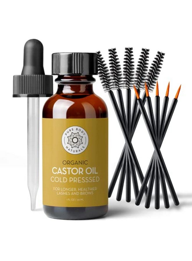 Castor Oil For Eyelashes And Eyebrows Brow And Lash Growth Serum Organic Hexane Free Cold Pressed Unrefined 1 Fl Oz Pure Body Naturals