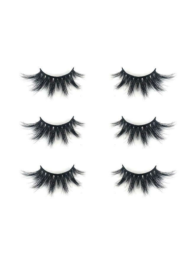 Mink Lashes Mikiwi 3 Pairs Eyelashes D384 3 Real Mink Eyelashes Fluffy Mink Lashes Thick Handmade Full Strip Lashes Cruelty Free Luxury Makeup Dramatic Lashes 20Mm 3D Mink Lashes