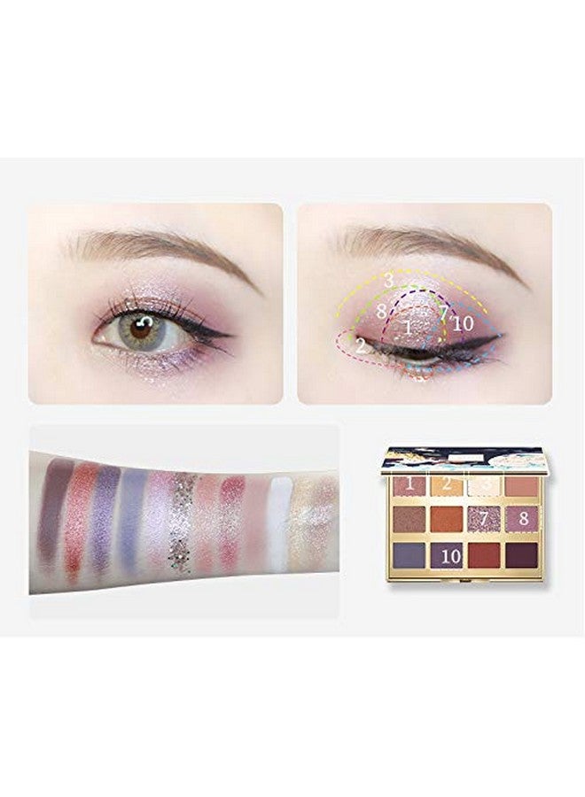 Eyeshadow Palette Makeup Matte Glitter Shimmer Metallic Highly Pigmented Creamy Texture Natural Bronze Neutral Cosmetic 12 Color Eye Shadows (C03)