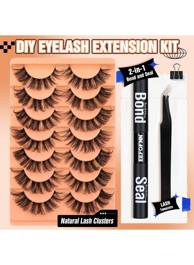 Diy Lash Extension Kit Natural Lash Clusters D Curl Eyelash Extension Kit With Lash Bond And Seal Eyelashes Tweezers 9 16Mm Individual Lashes Kit Diy At Home By Eefofnn