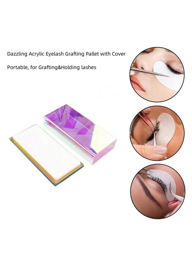 Eyelash Grafting Pallet With Cover Dust Proof Acrylic Lash Tile Holder Dazzling Eyelash Extensions Storage Gasket Pads For Salon Beauty Artist (Dazzling S)