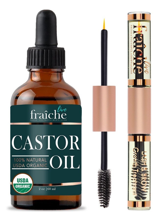 Castor Oil (2Oz) + Filled Mascara Tube Usda Certified Organic 100% Pure Cold Pressed Hexane Free Stimulate Growth For Eyelashes Eyebrows Hair. Lash Growth Serum. Brow Treatment