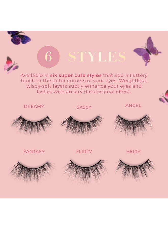 Butterfl'Eyes Sassy Faux Mink Lashes ; Half Lashes Natural Look & Feel ; False Eyelashes Light & Comfortable ; Reusable Eyelashes 20X ; No Trimming + Easy To Apply ; Round Style ; 13Mm