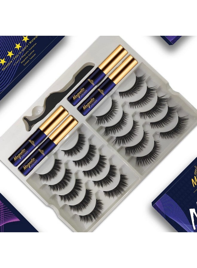 3D Magnetic Eyelashes With Eyeliner Kit10 Pairs Magnetic Lashes And Eyeliner Kit With Applicatorupdated 3D Natural Looking Strongest Waterproofreusable False Lashes Easy To Use