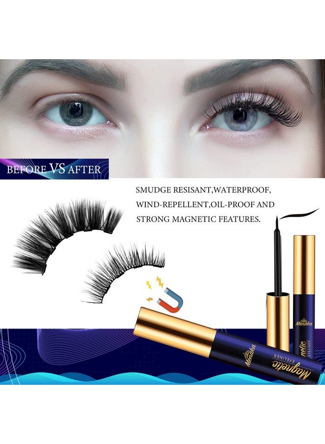 3D Magnetic Eyelashes With Eyeliner Kit10 Pairs Magnetic Lashes And Eyeliner Kit With Applicatorupdated 3D Natural Looking Strongest Waterproofreusable False Lashes Easy To Use