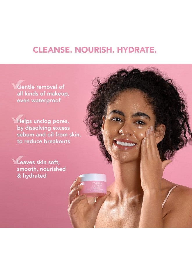 Luna Nourishing Cleansing Balm Gentle Waterproof Makeup Remover Waterless Oil Cleanser Eye Makeup Remover Vegan Cruelty & Fragrance Free Eco Friendly 0.5 Fl.Oz