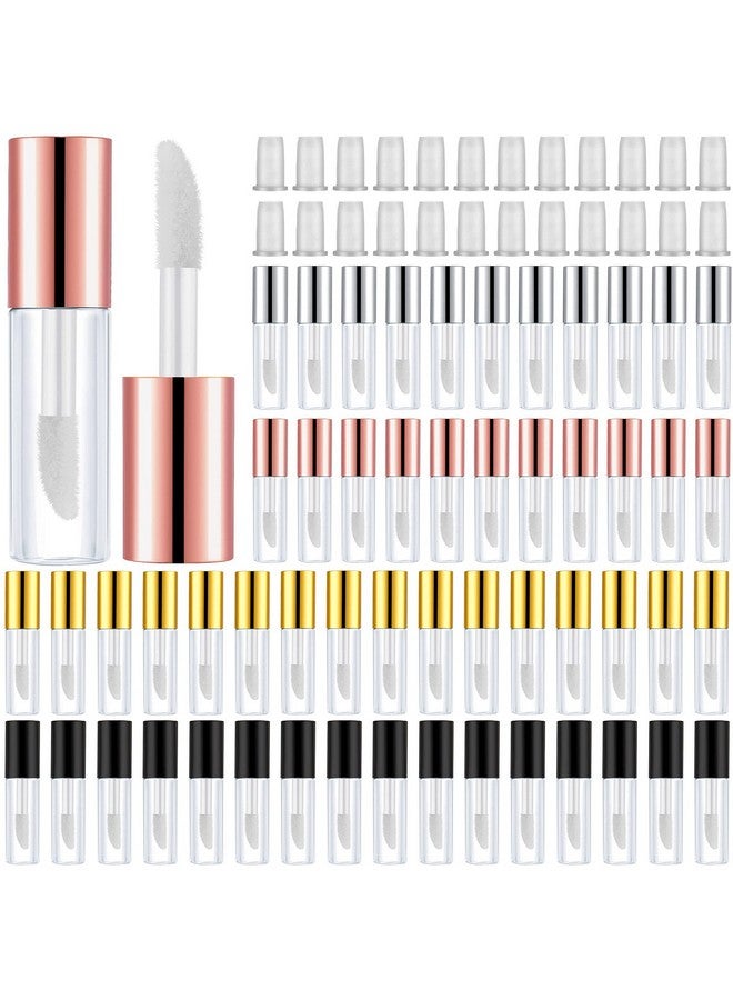 100 Pieces 1.2 Ml Clear Mini Lip Gloss Tube Refillable Empty Lip Balm Gloss Containers Bottles Transparent Mini Lipstick Containers For Women Girls Diy Makeup (Gold Rose Gold Black Silver)