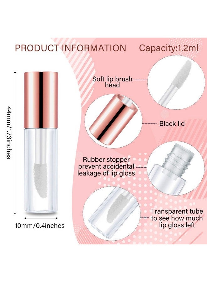 100 Pieces 1.2 Ml Clear Mini Lip Gloss Tube Refillable Empty Lip Balm Gloss Containers Bottles Transparent Mini Lipstick Containers For Women Girls Diy Makeup (Gold Rose Gold Black Silver)
