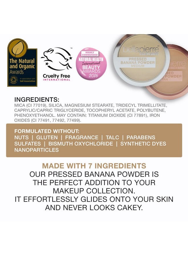 Pressed Banana Setting Powder ; Lightweight Compact Color Correcting Powder With All Day Makeup Protection ; Eliminates Blotchiness And Dark Spots ; Talc Free ; Matte Tint Medium 0.28 Oz