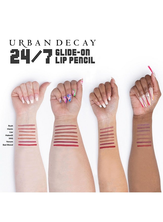 24/7 Glide On Lip Pencil Waterproof & Longwearing Lip Liner Smooth Creamy & Moisturizing Formula With Vitamin E Prevents Lipstick From Feathering Bad Blood (Deep Red) 0.04 Oz