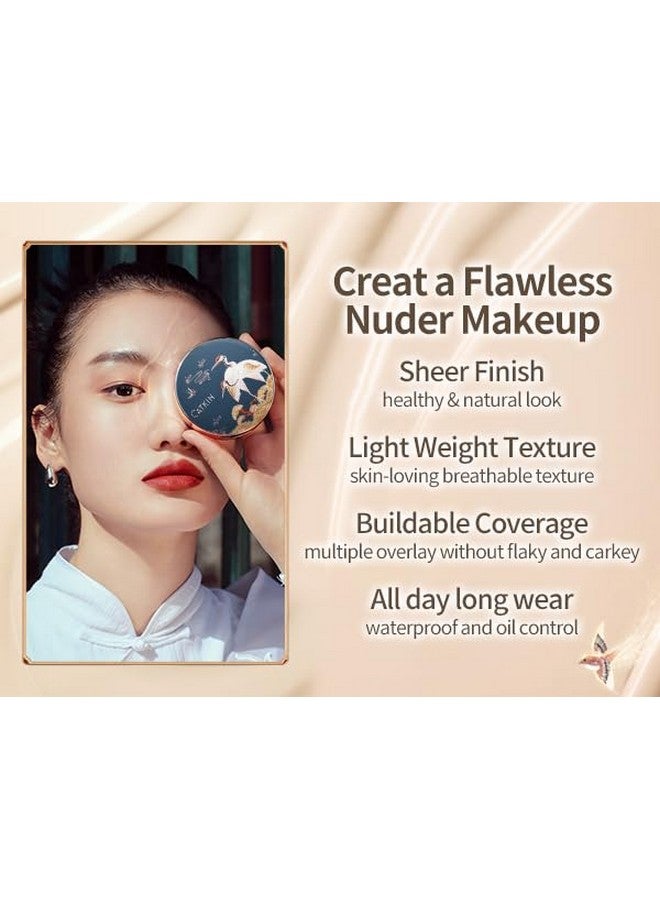 Phoenix Cushion Foundation Buildable Coverage Anti Aging Serum Makeup Sheer Satin Finish Refill Included Light Beige 0.46 Oz X 2 C04 Buff