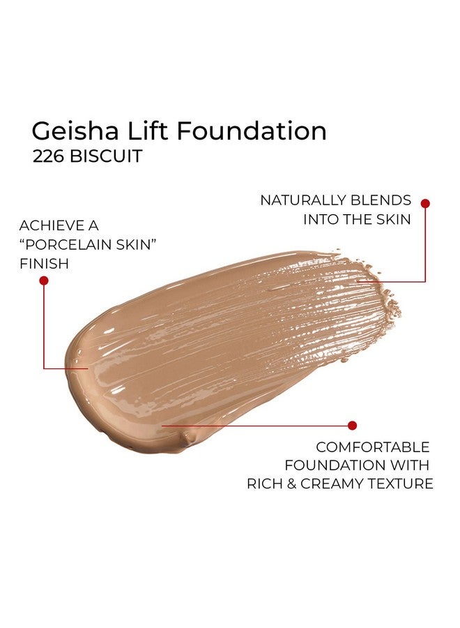 Geisha Lift Foundation For All Skin Types Rich And Creamy Texture Improves Appearance Of Imperfections To Leave Skin Youthful And Smooth 226 Biscuit 1 Oz