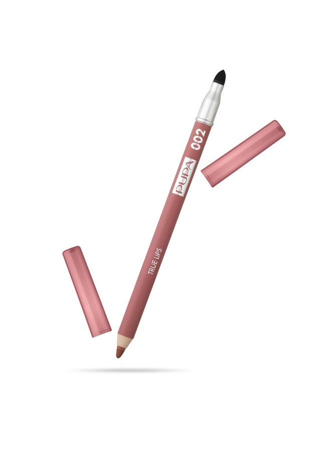 Milano True Lips Blendable Lip Liner Dual Ended Matte Lining Color And Brush Light And Creamy Hydrating High Pigment Smudge Proof Formula Paraben Free 002 Tea Rose 0.042 Oz
