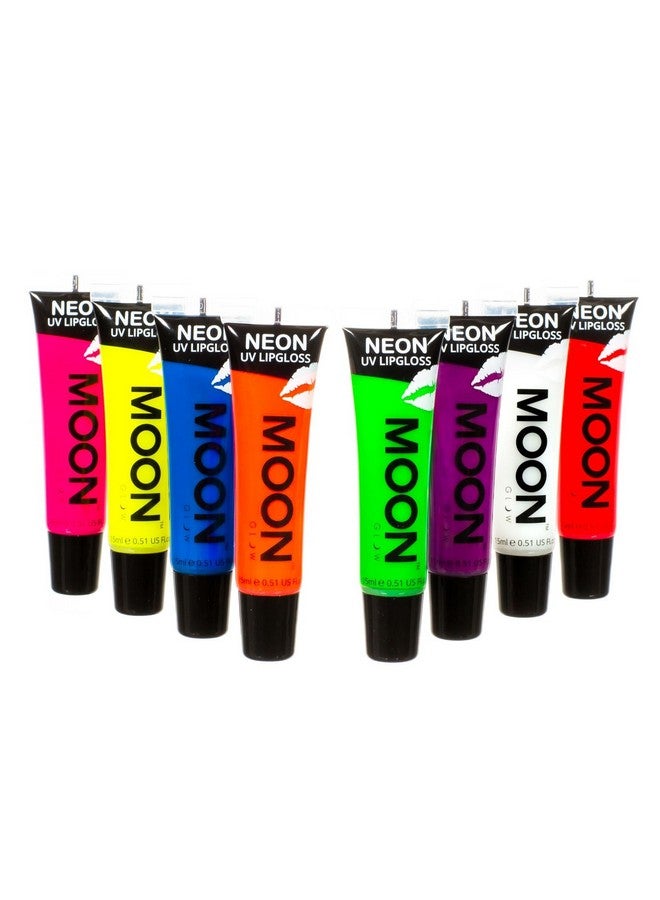 Blacklight Neon Lip Gloss 0.5Oz Set Of 8 Scented And Glows Brightly Under Uv/Blacklight!