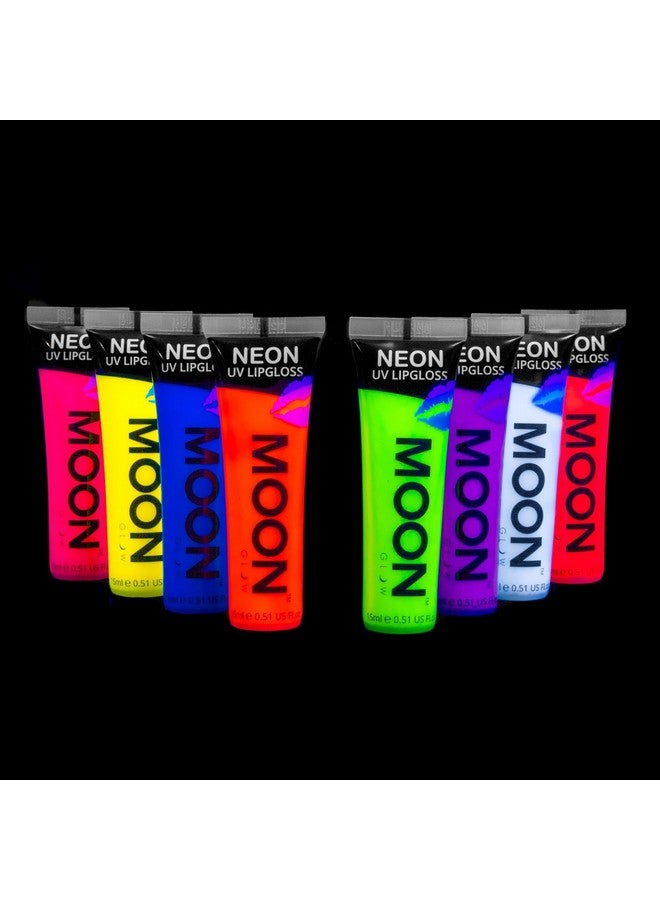 Blacklight Neon Lip Gloss 0.5Oz Set Of 8 Scented And Glows Brightly Under Uv/Blacklight!