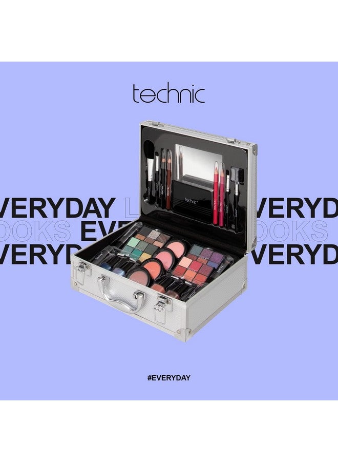 28 Pcs Carry All Full Make Up Kit In A Trunk Train Case Including Makeup Brushes Eye Shadows Nail Polish Blushers Lipsticks And More