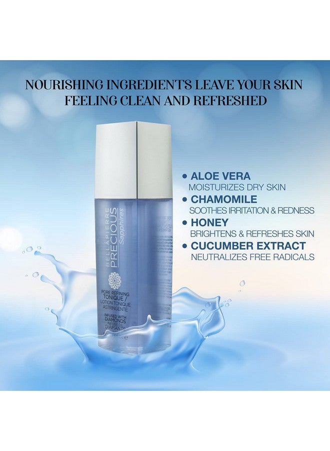 Precious Sapphires Diamond Infused Pore Refining Tonique ; All Natural Toner Gently Removes Makeup & Residue ; Chamomile Honey & Cucumber Extracts For Soothing Refreshment 150Ml