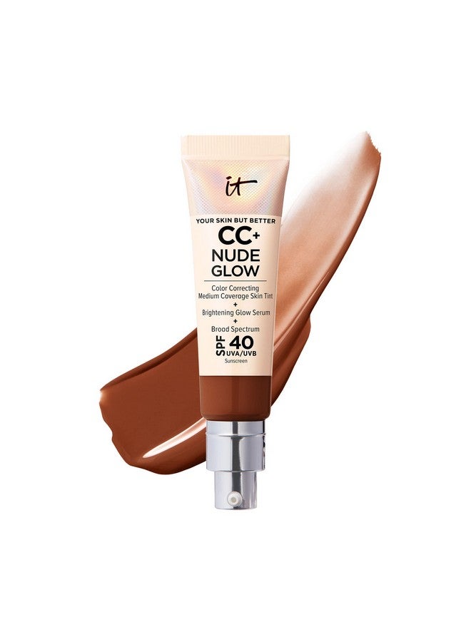 Cc+ Nude Glow Lightweight Foundation + Glow Serum With Spf 40 With Niacinamide Hyaluronic Acid & Green Tea Extract Deep 1.08 Fl Oz