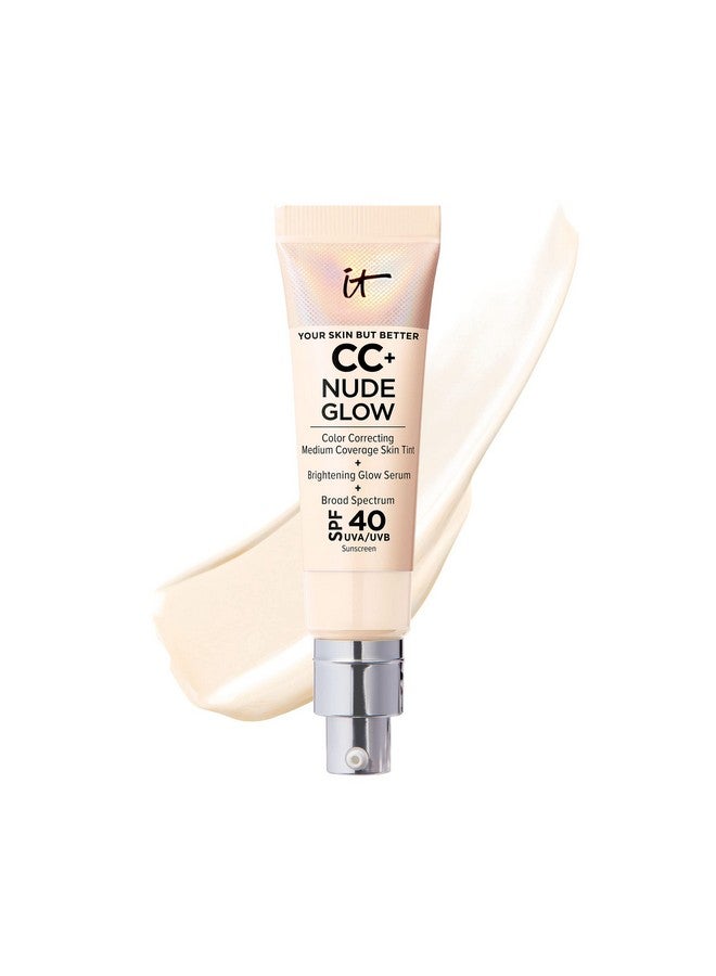 Cc+ Nude Glow Lightweight Foundation + Glow Serum With Spf 40 With Niacinamide Hyaluronic Acid & Green Tea Extract Fair Ivory 1.08 Fl Oz