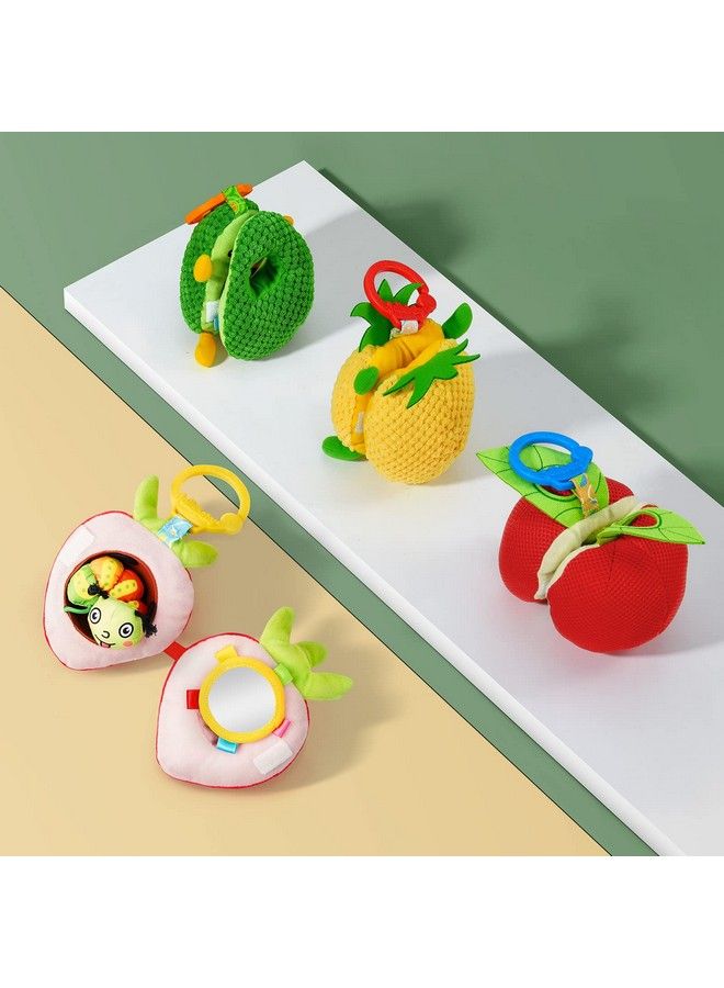 Baby Plush Fruit Doll Toys Caterpillar Eating Fruit Stuffed Cartoon Snuggle Travel Activity Toy With Rattle Gift For Infant Boy & Girl 3 Months+(Avocado)