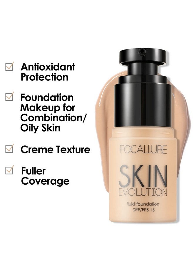 2 Pcs Liquid Foundation Skin Evolution Foundation + Concealer Full Coverage Foundation Makeup Durable Waterproof Oil Control Hides Wrinkles & Lines Porcelain