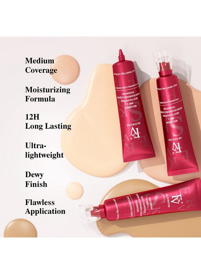 Waterproof Liquid Foundation Dewy Flawess Lightweight Foundation For Dry & Combination Skin Long Lasting Medium Coverage Face Makeup Moisturizing & Conceal Pore 30G 1.05Fl/Oz Classic Ivory