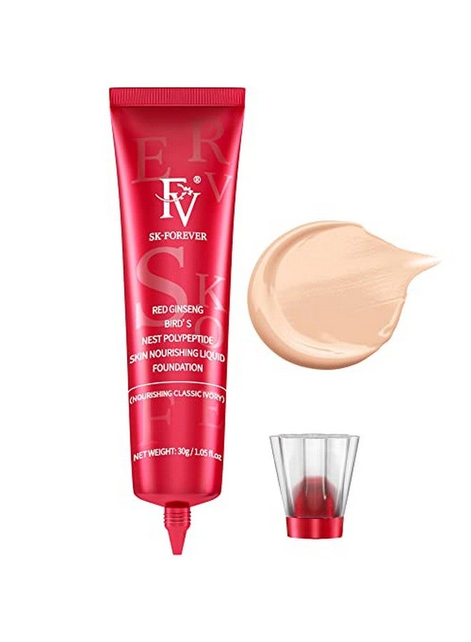 Waterproof Liquid Foundation Dewy Flawess Lightweight Foundation For Dry & Combination Skin Long Lasting Medium Coverage Face Makeup Moisturizing & Conceal Pore 30G 1.05Fl/Oz Classic Ivory