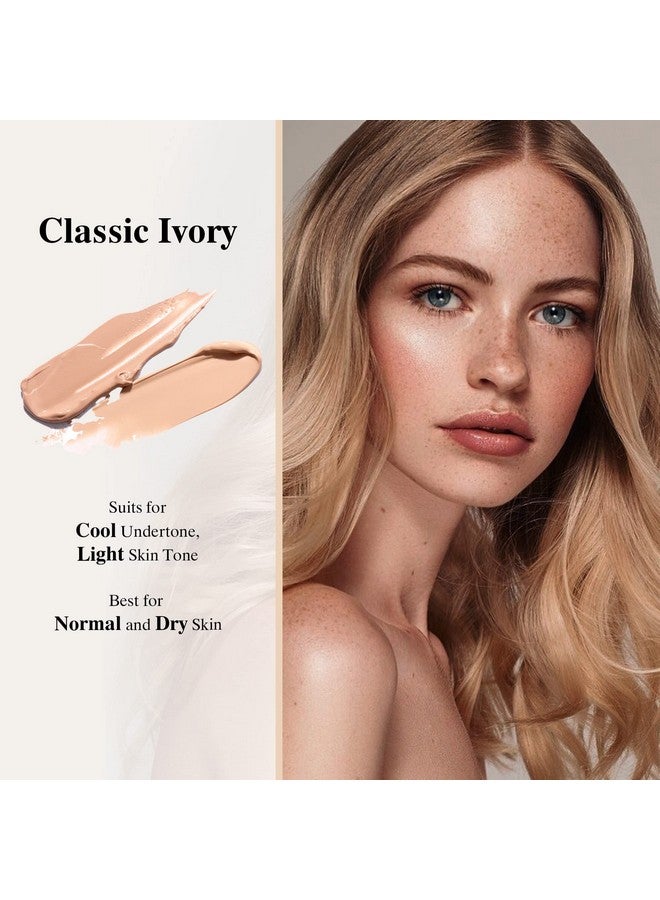 Waterproof Liquid Foundation Dewy Flawess Lightweight Foundation For Dry & Combination Skin Long Lasting Medium Coverage Face Makeup Moisturizing & Conceal Pore 30G 1.05Fl/Oz Classic Ivory