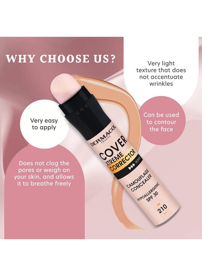 Cover Xtreme Corrector Contour Stick Long Lasting Non Allergenic Liquid Contour With Spf30 High Coverage Light Formula Corrector Concealer Makeup For Acne Prone Skin No. 4 (218)