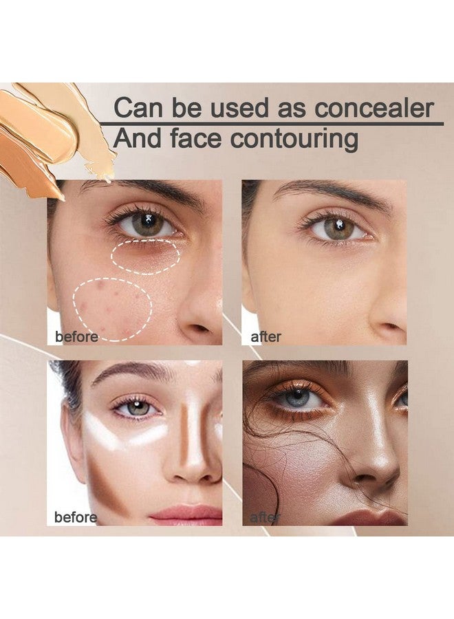 2Pcs Tri Color Face Conceal Correct Cream Contour Makeup Palette For Mature Light Medium Skin Color Correcting Conceal Trouble Spots Dullness Under Eye Dark Circles Discolorations Covers Redness