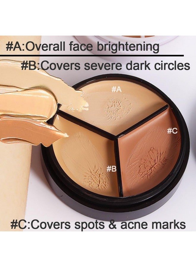 2Pcs Tri Color Face Conceal Correct Cream Contour Makeup Palette For Mature Light Medium Skin Color Correcting Conceal Trouble Spots Dullness Under Eye Dark Circles Discolorations Covers Redness