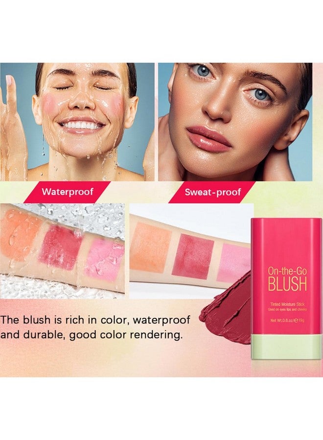 Multi Use Makeup Blush Stick Cream Blush Stick For Cheeks Eyes Lips Tint Solid Moisturizer Stick Face Blush Makeup Natural Matte Finish Waterproof Long Lasting 02 Hot Red