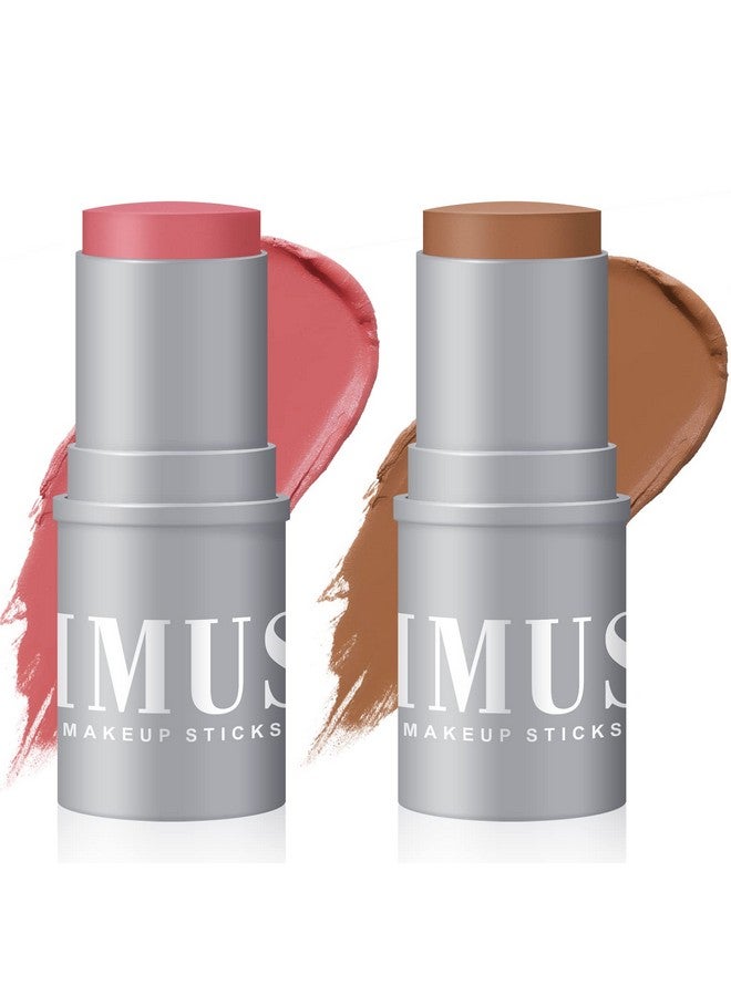 Cream Contour Stick Duo Cream Blush Stick & Bronzer Shaping Stick Creamy & Pigmented Long Lasting & Vegan Face Make Up Sticks