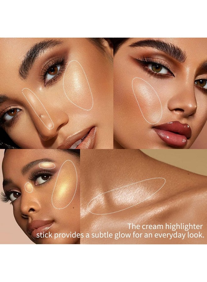 Highlight And Glow Stick Shimmer Cream Makeup Contour Stick Highlighter Bronzer Stick Waterproof Long Lasting Face Glitter Highlighter Makeup Stick Pack Of 1