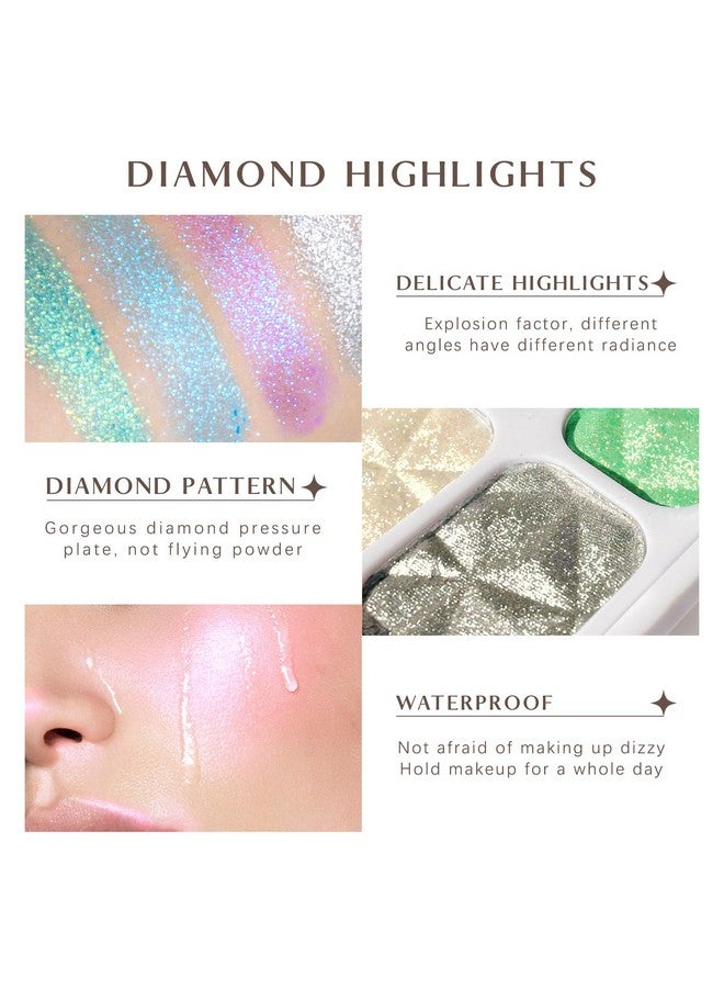 8 Colors Face Highlighter Makeup Palette Diamond Glitter Iluminadores De Maquillaje Intense Color Chameleon Eyeshadow Rainbow Shimmer Highlighter Metallic Contour Bronzer And Highlighter Palette