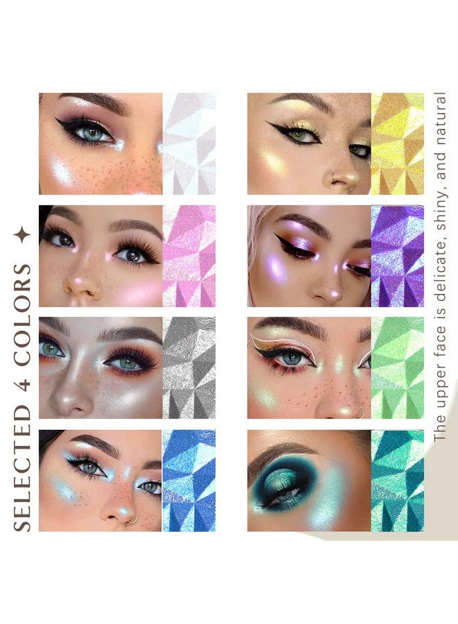 8 Colors Face Highlighter Makeup Palette Diamond Glitter Iluminadores De Maquillaje Intense Color Chameleon Eyeshadow Rainbow Shimmer Highlighter Metallic Contour Bronzer And Highlighter Palette