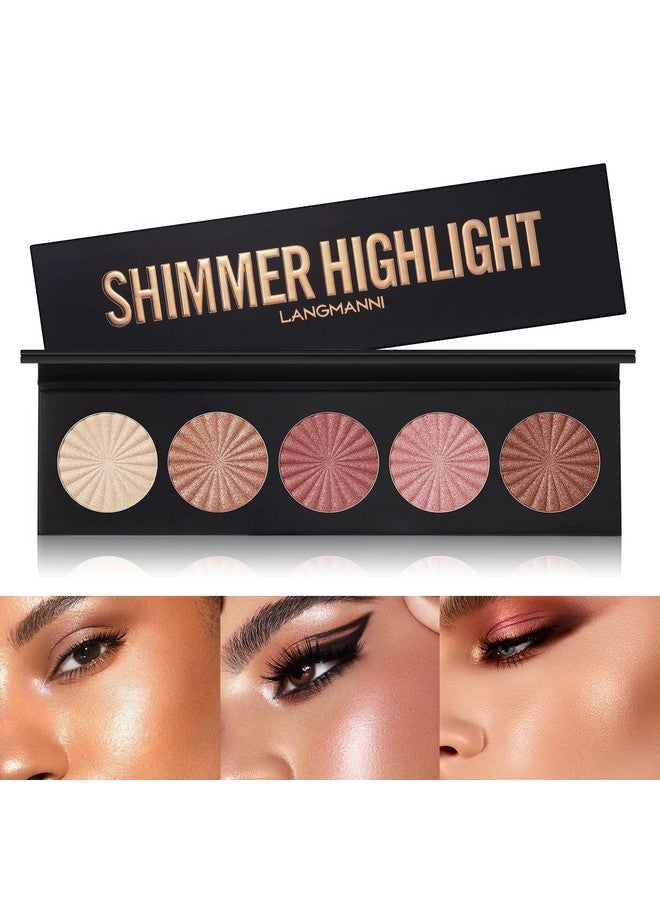 Highlighter Powder Palette Makeup Palette Facial Bronzers Illuminator Palette Highlighter Baked Waterproof Long Lasting Brilliant Lighten Skin Color Face (Highlighter Powder)