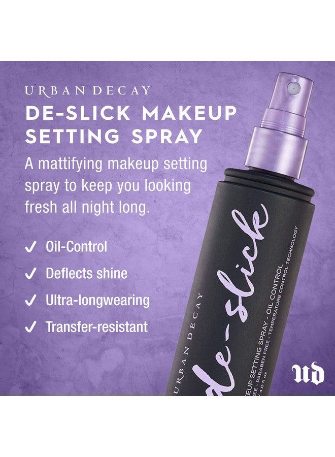 De Slick Oil Control Matte Makeup Setting Spray Travel Size Controls Oil Blocks Shine & Locks Makeup In Place Oil Free Microfine Face Mist 1.0 Fl. Oz