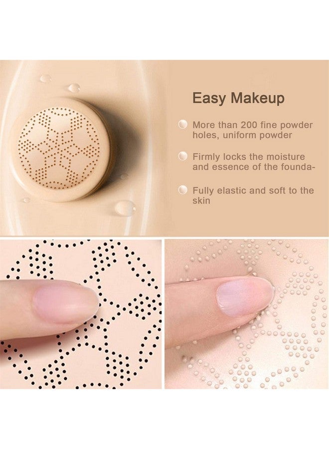 Air Cushion Cc Cream Mushroom Head Moisturizing Concealer Makeup Base Primer Liquid Foundation Long Lasting With Two Mushroom Makeup Sponges 【Natural】【Screw Lid】