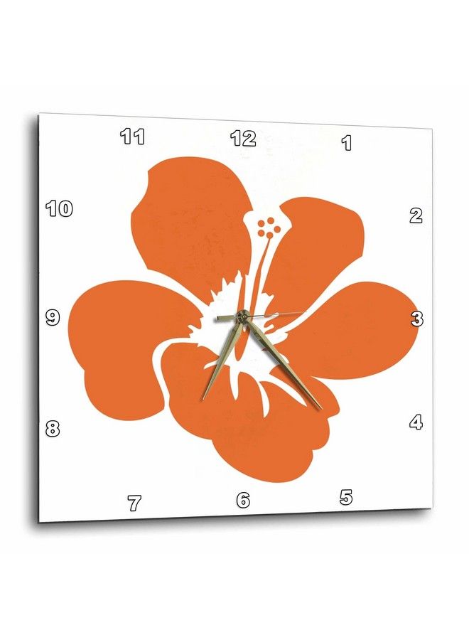 Dpp_54493_2 Orange Hibiscus Flower Hawaiian Floral Tropical Art Wall Clock 13 By 13Inch