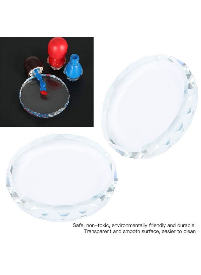 2Pcs Nail Art Painting Color Toning Glass Board Mixed Color Palette Makeup Display Boardnail Polish False Eyelash Glue Hold Makeup Pallet Nail Art Display Cosmetic Mixing Tools