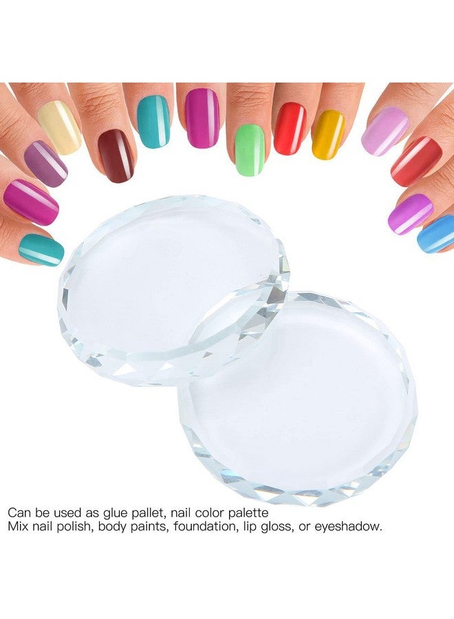 2Pcs Nail Art Painting Color Toning Glass Board Mixed Color Palette Makeup Display Boardnail Polish False Eyelash Glue Hold Makeup Pallet Nail Art Display Cosmetic Mixing Tools